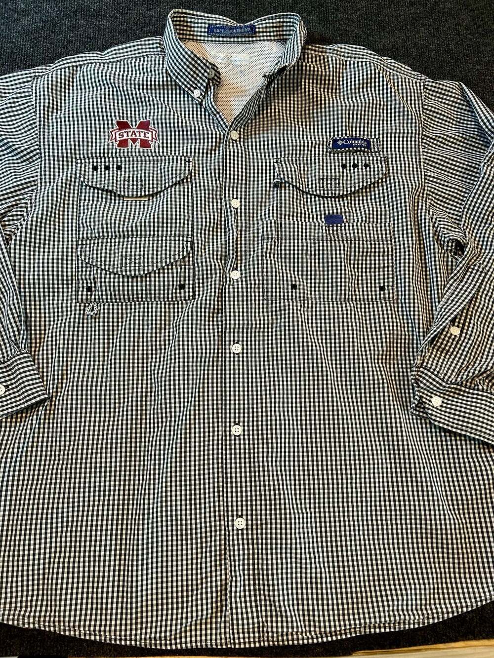 Columbia PFG Super Bonehead Mississippi State Bulldogs Fishing Button-Down Shirt - Picture 2 of 10